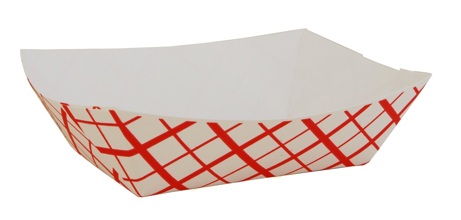 0429 #500 Red Check Paper Food  Trays - 500(2/250)