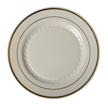 509-BO/R40090GLD Ivory 9&quot; 
Plates With Gold Trim - 
120(10/12)