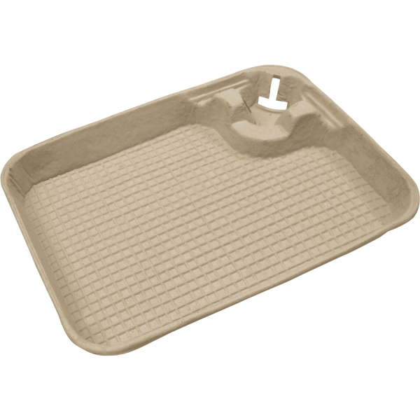 1284110 15.25&quot;x11&quot;x2&quot; Beige Food Trays with Cup Holder -