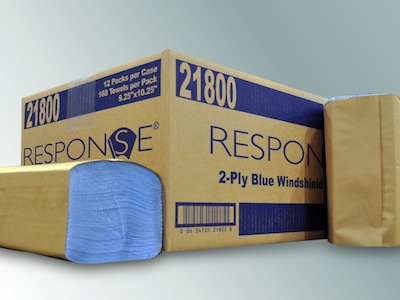 21800/BWK6191 Blue Windshield  2-Ply Towels (10.25&quot; x 9.25&quot;) 