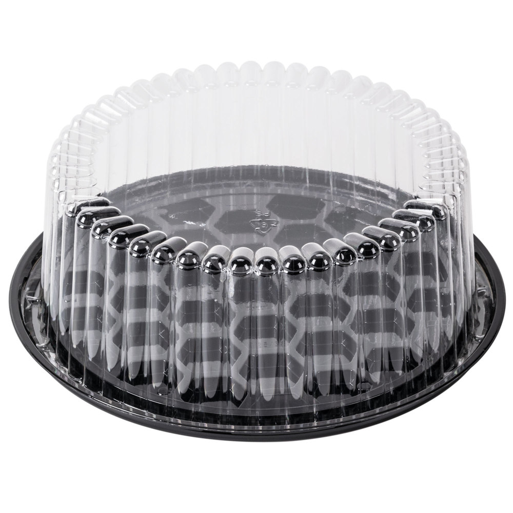 G22-1 Black 8&quot; Shallow Cake Base With Dome Lid - 160