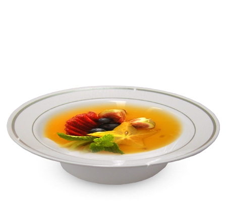 512-WH White 12 oz. Bowls with Silver Trim - 150(10/15)