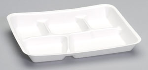 10500 White 5-Comp Foam School Lunch Trays - 500