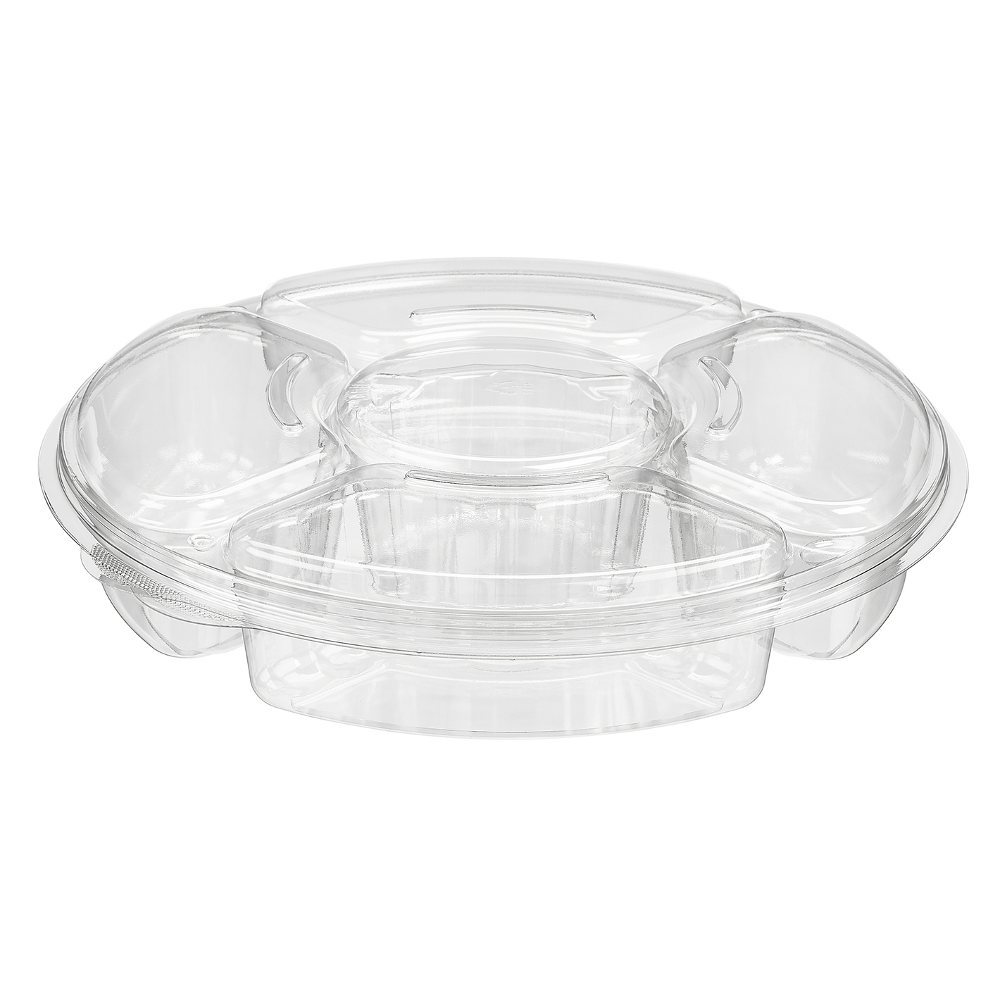 PL096C Clear PET 5-Comp. Cater  Trays and Lids - 50